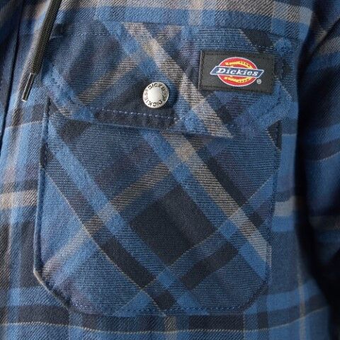 Dickies Men's Water Repellent Flannel Hooded Shirt Jacket