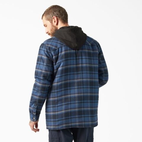 Dickies Men's Water Repellent Flannel Hooded Shirt Jacket