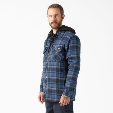 Dickies Men's Water Repellent Flannel Hooded Shirt Jacket