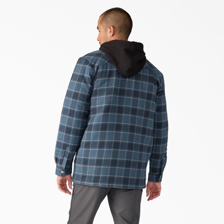Dickies Men's Water Repellent Flannel Hooded Shirt Jacket