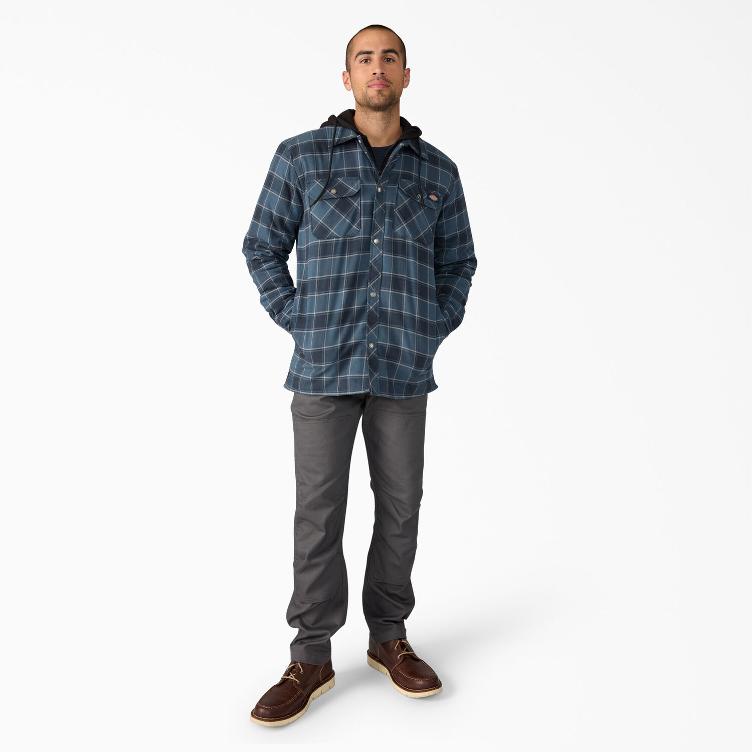 Dickies Men's Water Repellent Flannel Hooded Shirt Jacket