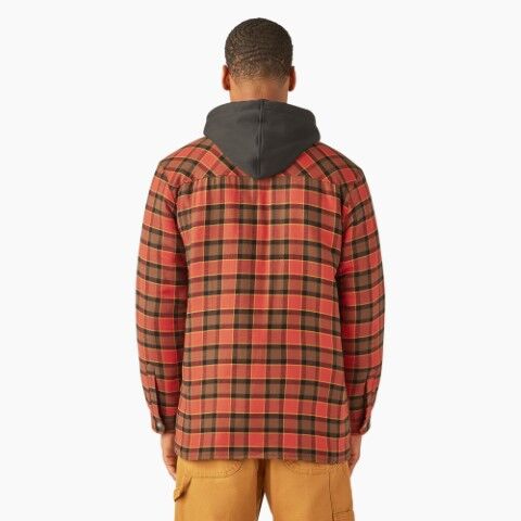 Dickies Men's Water Repellent Flannel Hooded Shirt Jacket
