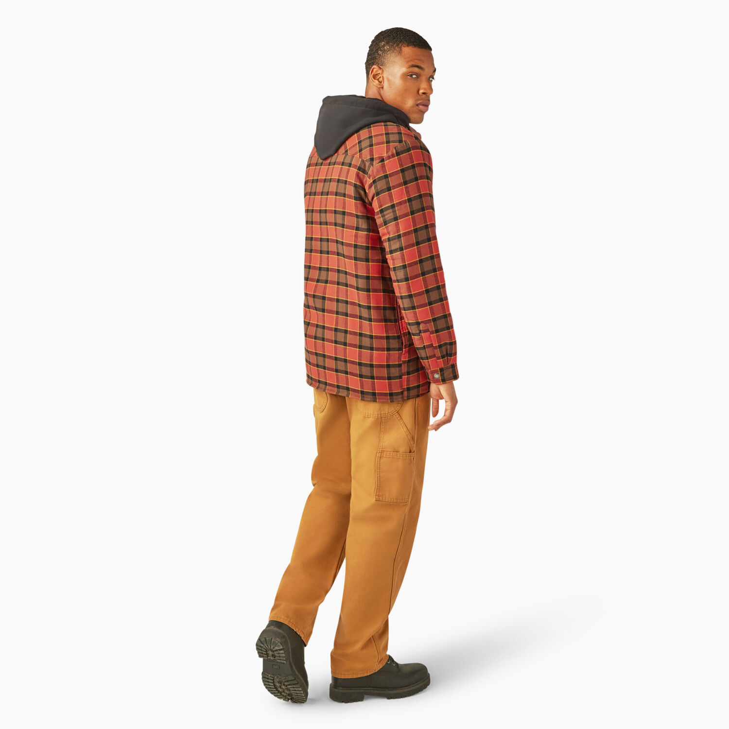 Dickies Men's Water Repellent Flannel Hooded Shirt Jacket