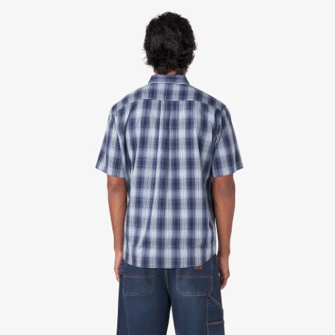 Dickies Men's Short Sleeve Woven Shirt in Coronet Blue Plaid