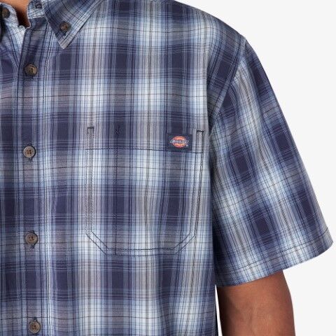 Dickies Men's Short Sleeve Woven Shirt in Coronet Blue Plaid