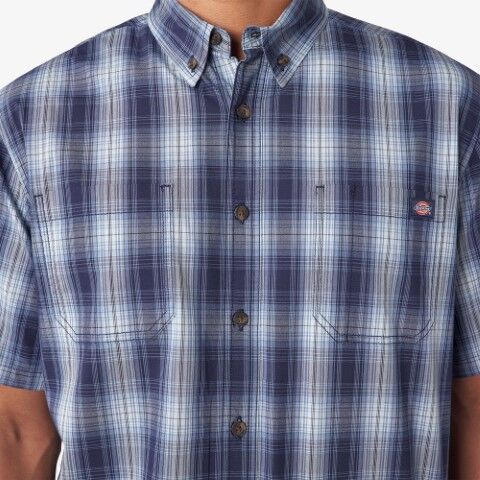 Dickies Men's Short Sleeve Woven Shirt in Coronet Blue Plaid