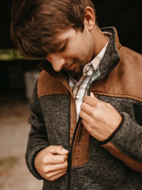 Ely Cattleman Men's Knit Contrast Full Zip Jacket