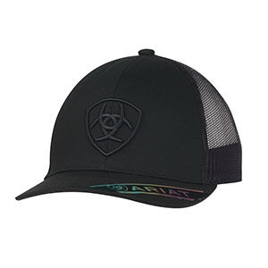 M & F Western Men's Ariat Embroidered Shield Logo Cap in Black