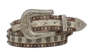 M & F Western Women's Floral Embossed Leather Belt in Brown