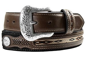 M & F Western Men's Nocona Inlaid Weaving Leather Belt in Black