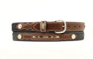M & F Western Boy's Fabric Inset Leather Belt in Black