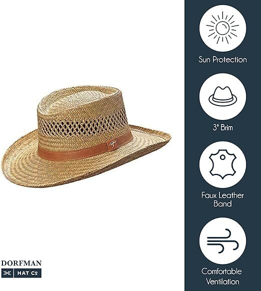 Dorfman Pacific Men's Rush Gambler Straw Hat