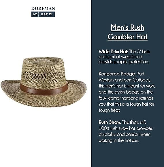 Dorfman Pacific Men's Rush Gambler Straw Hat