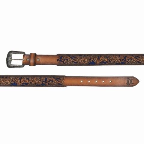 Red Dirt Hat Co. Men's Tooled Belt With Blue Underlay
