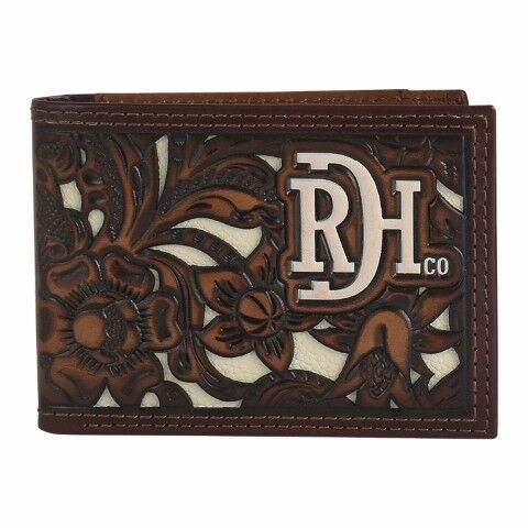 Red Dirt Hat Co. Men's Tooled Bifold Wallet With Ivory Inlay