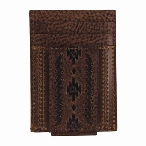 Red Dirt Hat Co. Men's Card Case With Magnet Clip Embossed With Whip Stitch