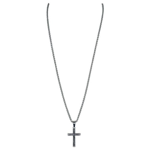 Justin Men's Beveled Faux Damascus Cross Necklace