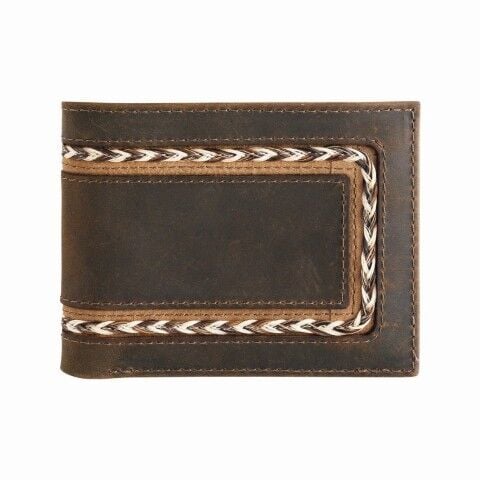 Justin Men's Genuine Leather Horse Hair Braid Bifold Wallet