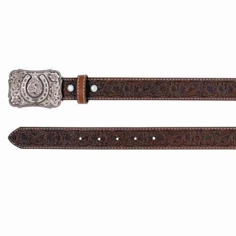 Catchfly Women's Belt With Floral Tooled Pattern