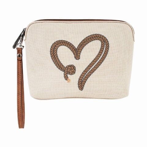 Justin Women's Canvas Cosmetic Pouch With Rope Heart