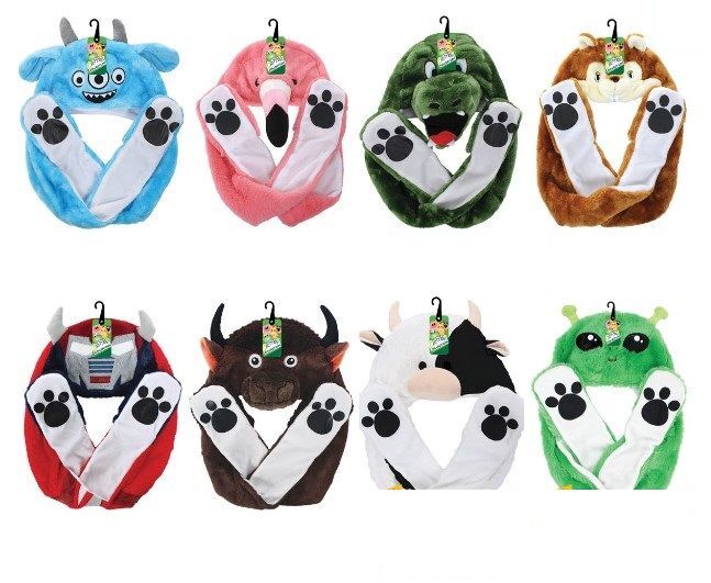 Critter Collection Animal Plush Mitt Hat Assortment
