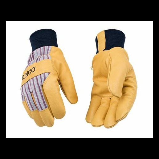 Kinco Men's Lined Premium Grain Palm With Knit Wrist Gloves in Gold