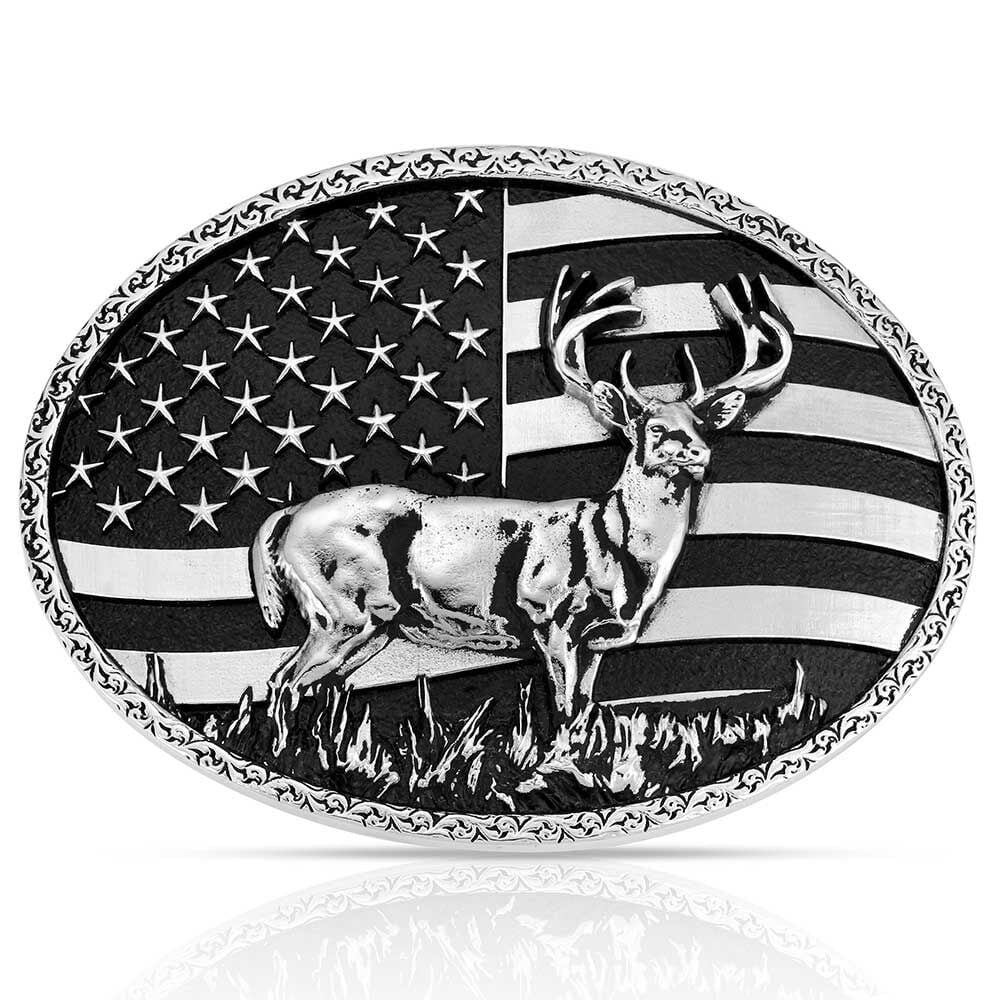 Montana Silversmiths Men's Hunters Stars & Stripes Buckle