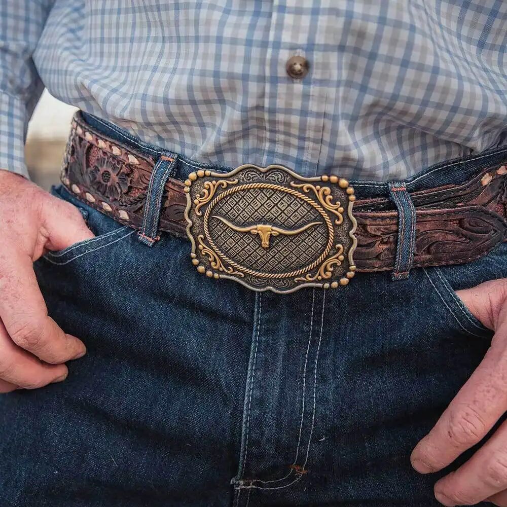 Montana Silversmiths Framed Longhorn Attitude Buckle
