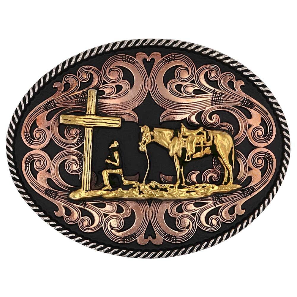 Montana Silversmiths Tri-Tone Christian Cowboy Attitude Buckle
