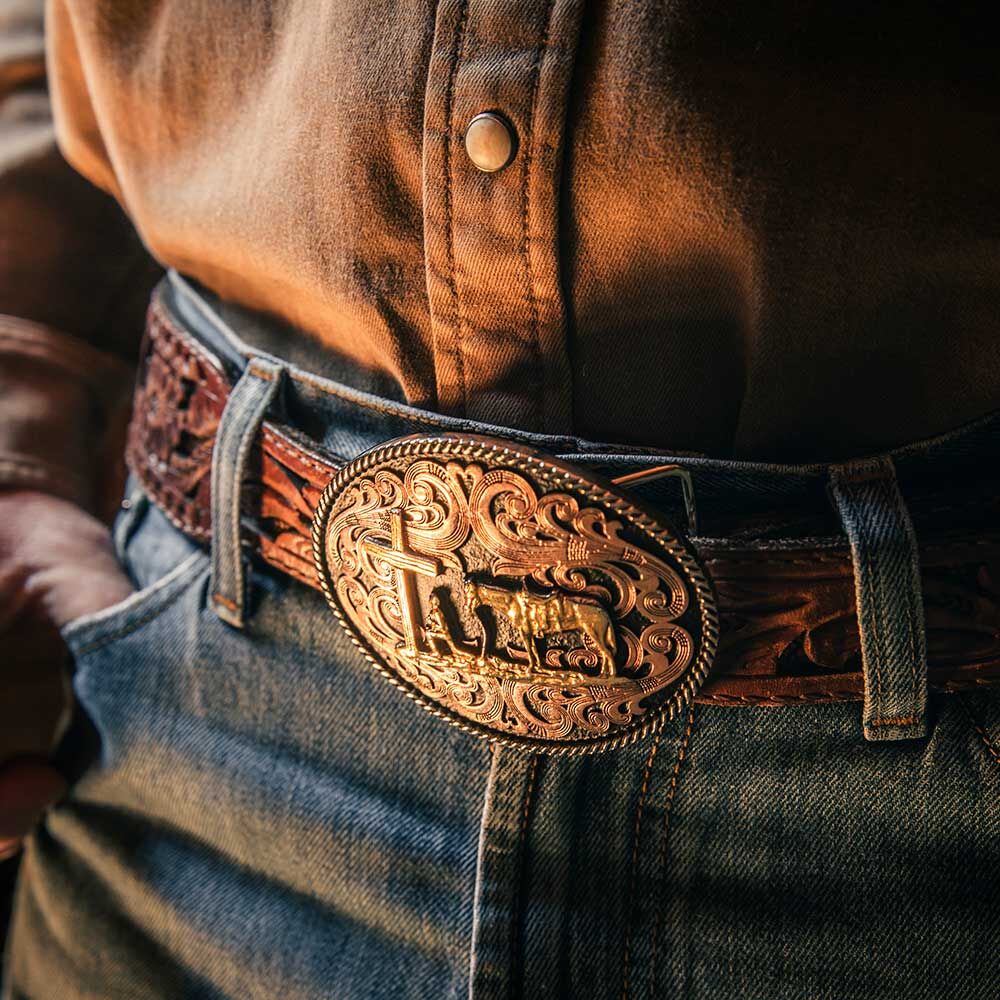 Montana Silversmiths Tri-Tone Christian Cowboy Attitude Buckle