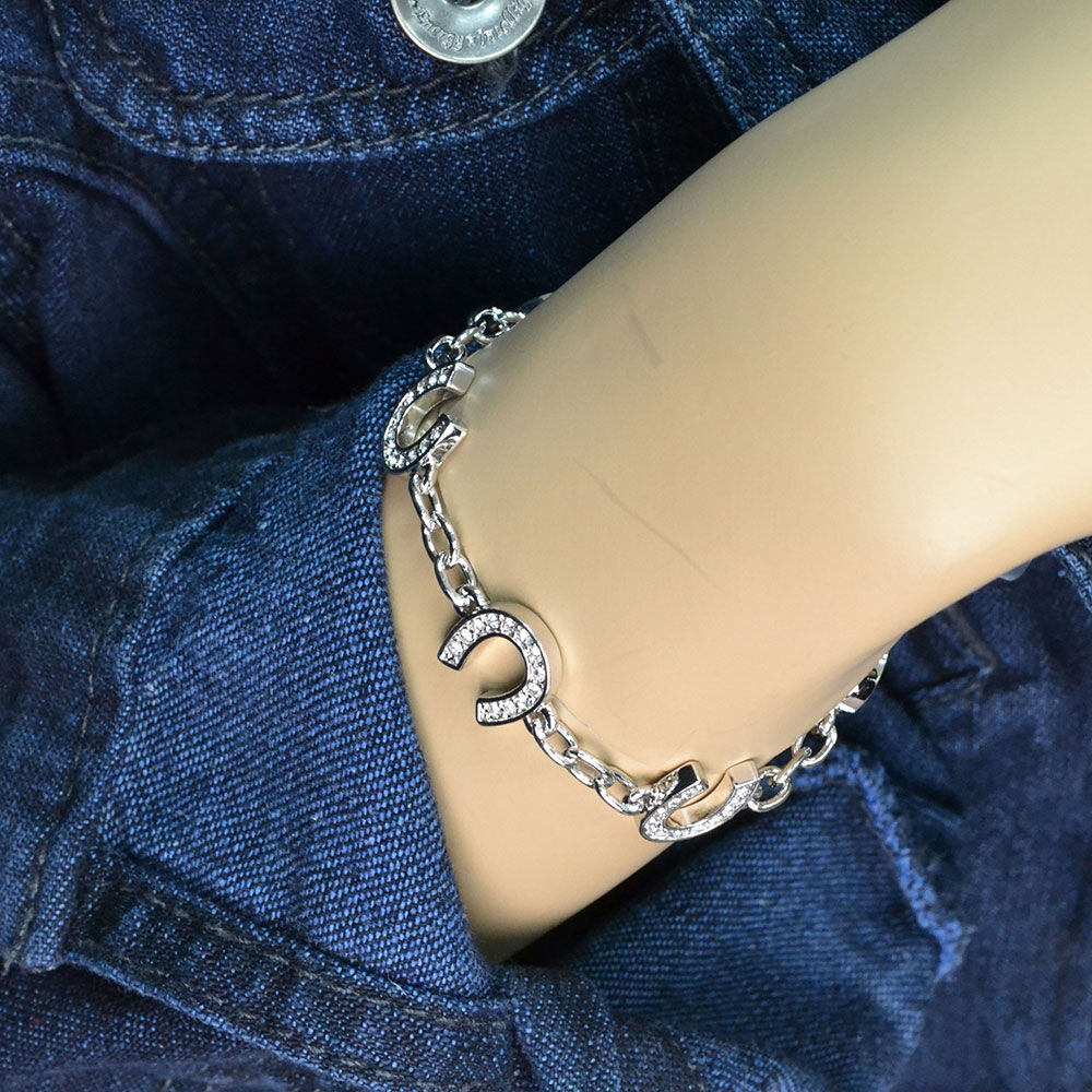Montana Silversmiths Crystal Clear Lucky Horseshoe Link Bracelet