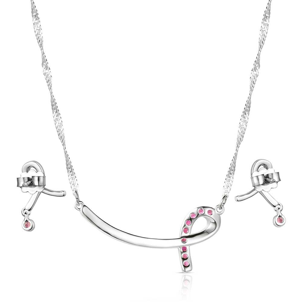 Montana Silversmiths Women's Tough Enough to Wear Pink Hope Rope Jewelry Set