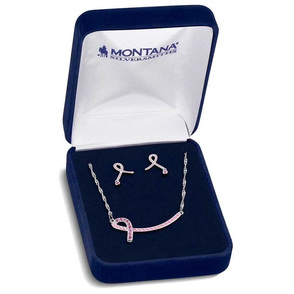 Montana Silversmiths Women's Tough Enough to Wear Pink Hope Rope Jewelry Set