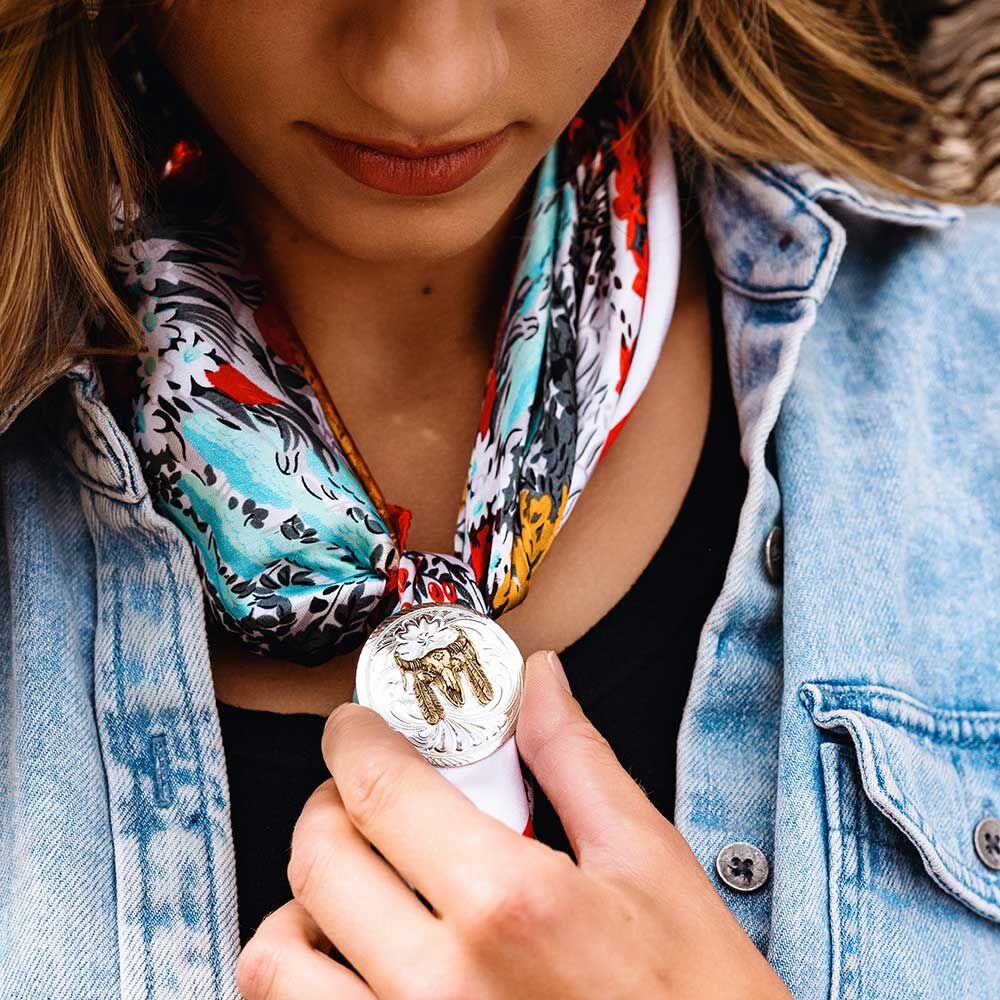 Montana Silversmiths Classic Montana Scarf Slide With Buffalo Skull