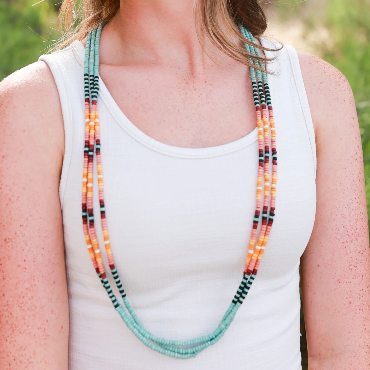 Wyo-Horse Women's Long Seed Bead Necklace Set