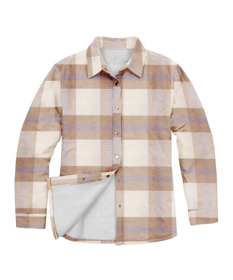 Victory Sportswear Women's Plaid Bonded Flannel With Sherpa Lining