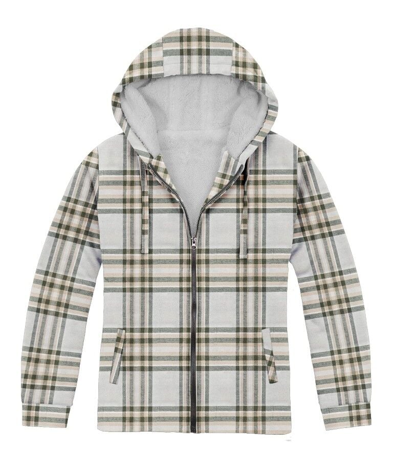 Victory Sportswear Women's Plaid Flannel Zip Jacket With Hood And Sherpa Lining