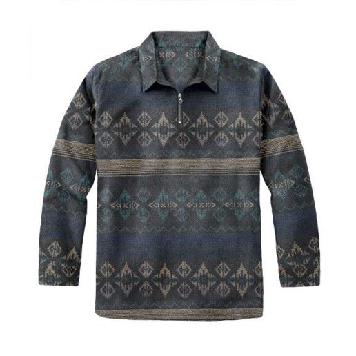 Victory Sportswear Men's 1/4 Zip Aztec Fleece Zip Pullover in Blue