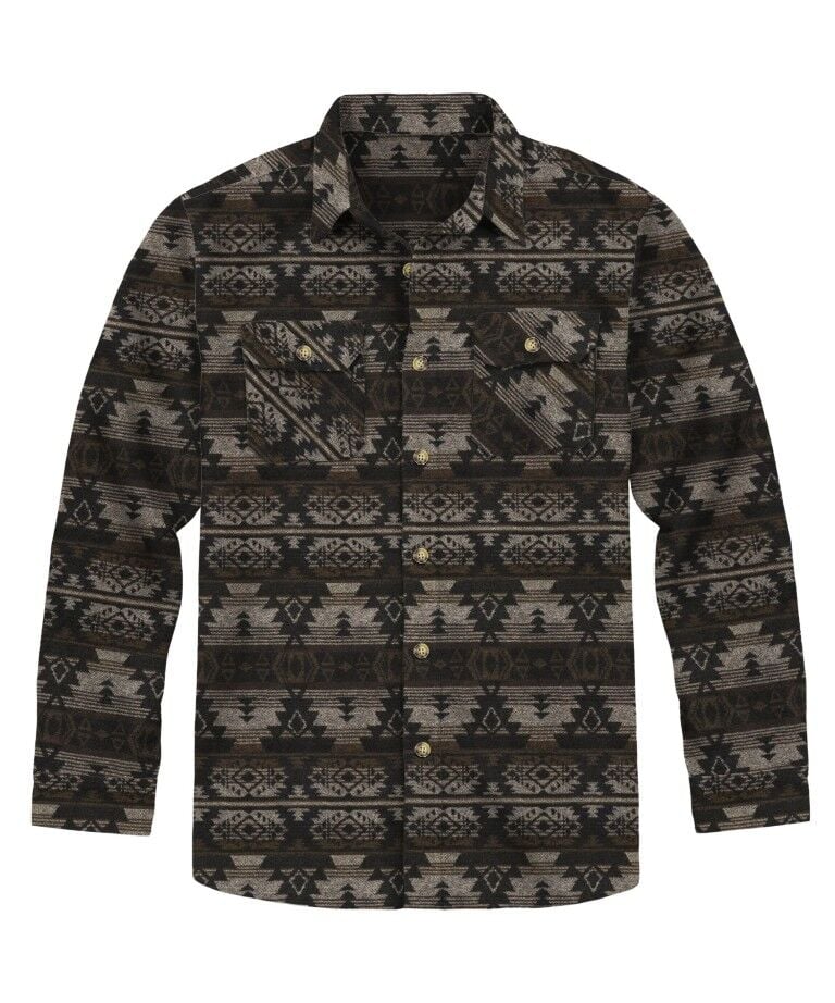 Victory Sportswear Men's Long Sleeve Heavy Woven Aztec Button Front Shirt