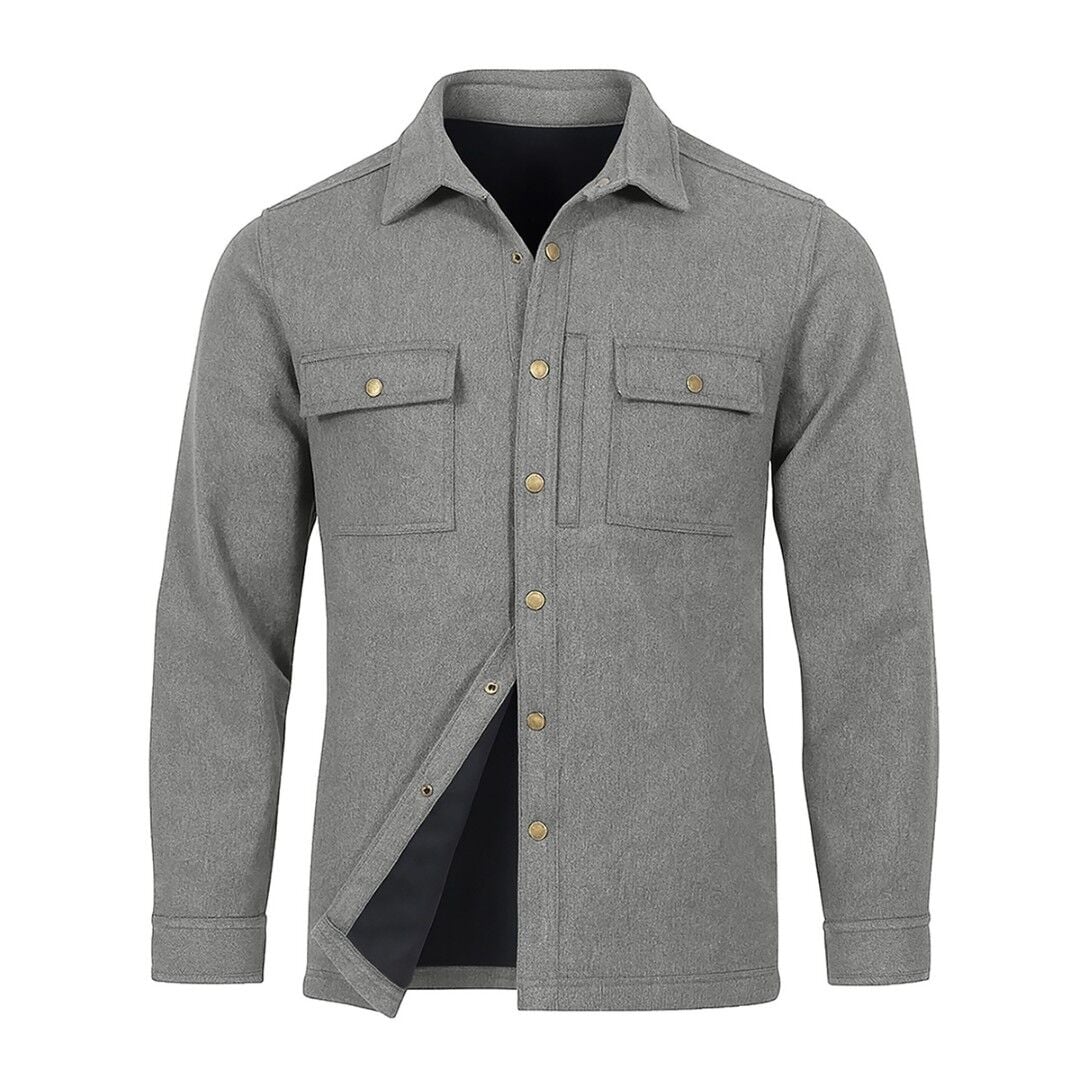 Victory Sportswear Men's Marled Cotton Snap Jacket with Bonded Polar Fleece Lining