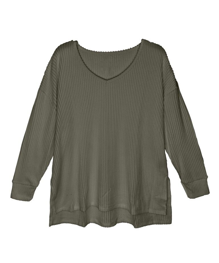 Victory Sportswear Women's Long Sleeve Ribbed V-Neck Shirt