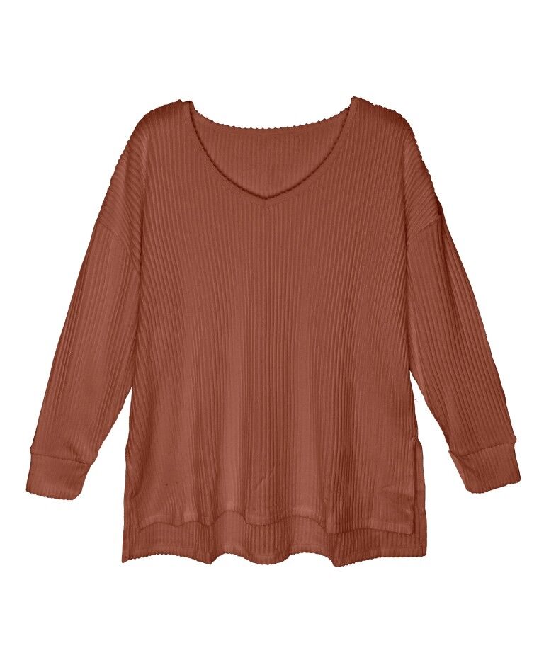 Victory Sportswear Women's Long Sleeve Ribbed V-Neck Shirt