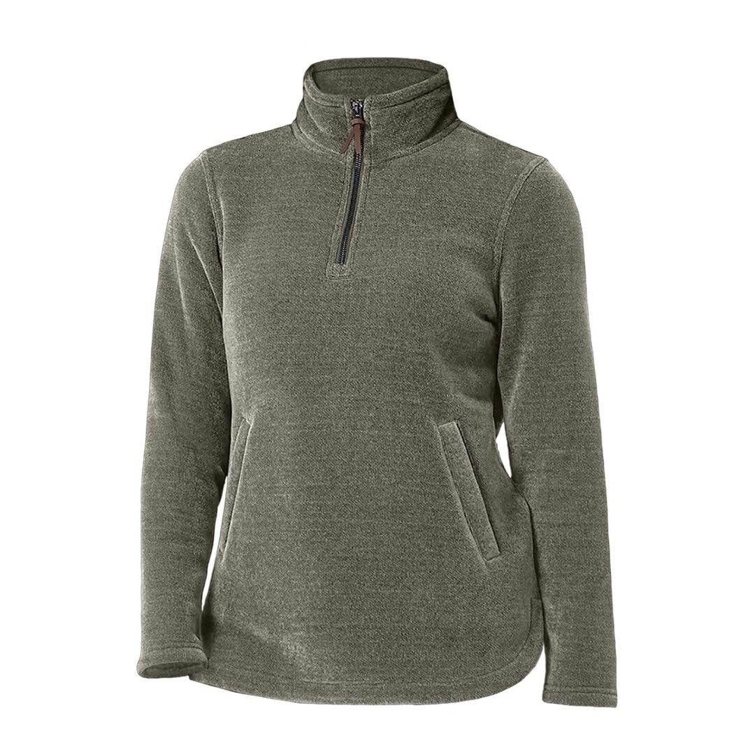 Victory Sportswear Women's Soft Fleece 1/4 Zip Mock Neck Sherpa Bonded Pullover