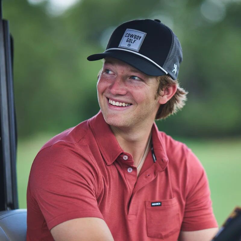 Hooey Men's Cowboy Golf Square Patch Hat in Black/Grey