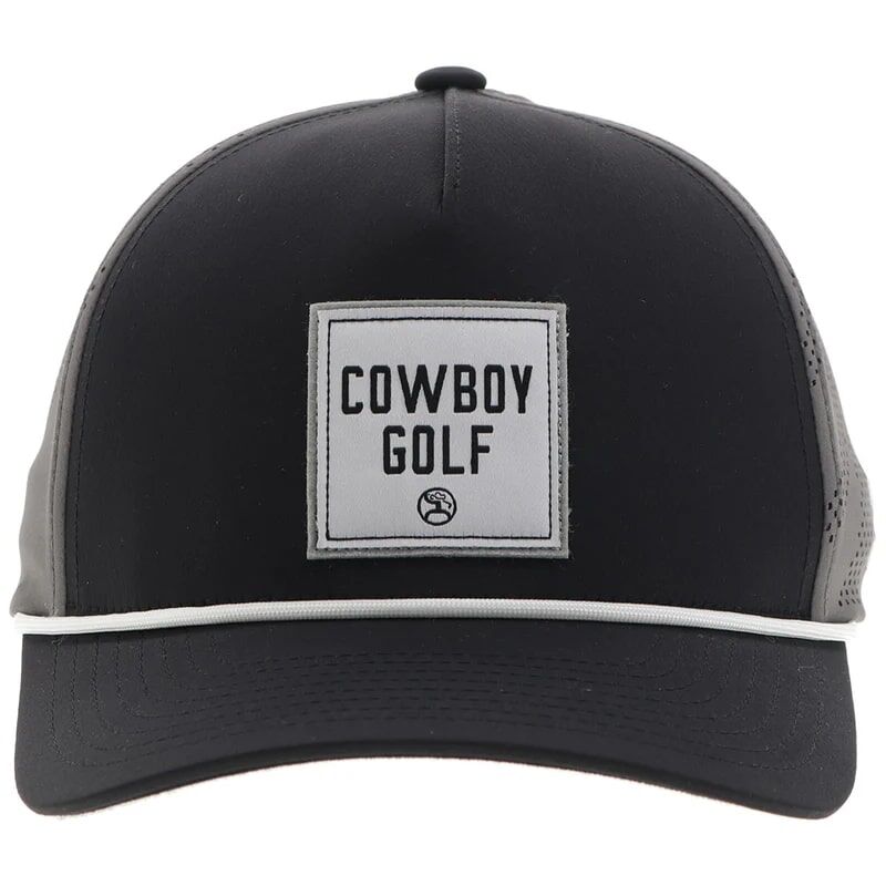 Hooey Men's Cowboy Golf Square Patch Hat in Black/Grey