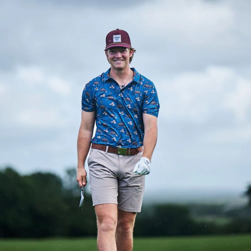Hooey Men's Cowboy Golf Square Patch Hat in Maroon