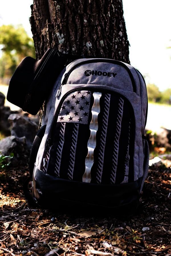 Hooey "Ox" Flag Backpack in Grey/Black