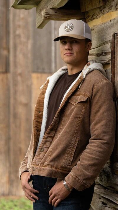 Hooey Men's White Serpa Corduroy Hooded Jacket