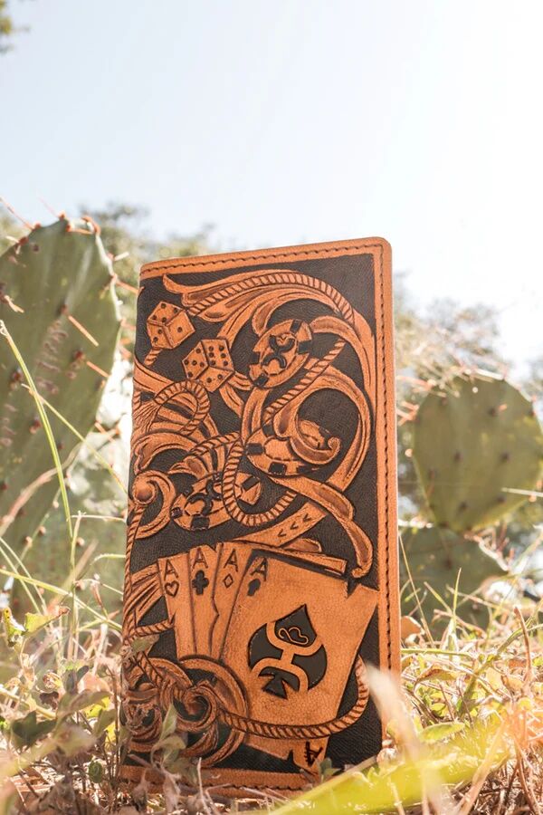 Hooey Men's Gambler Tan Playing Card Embossed Rodeo Wallet