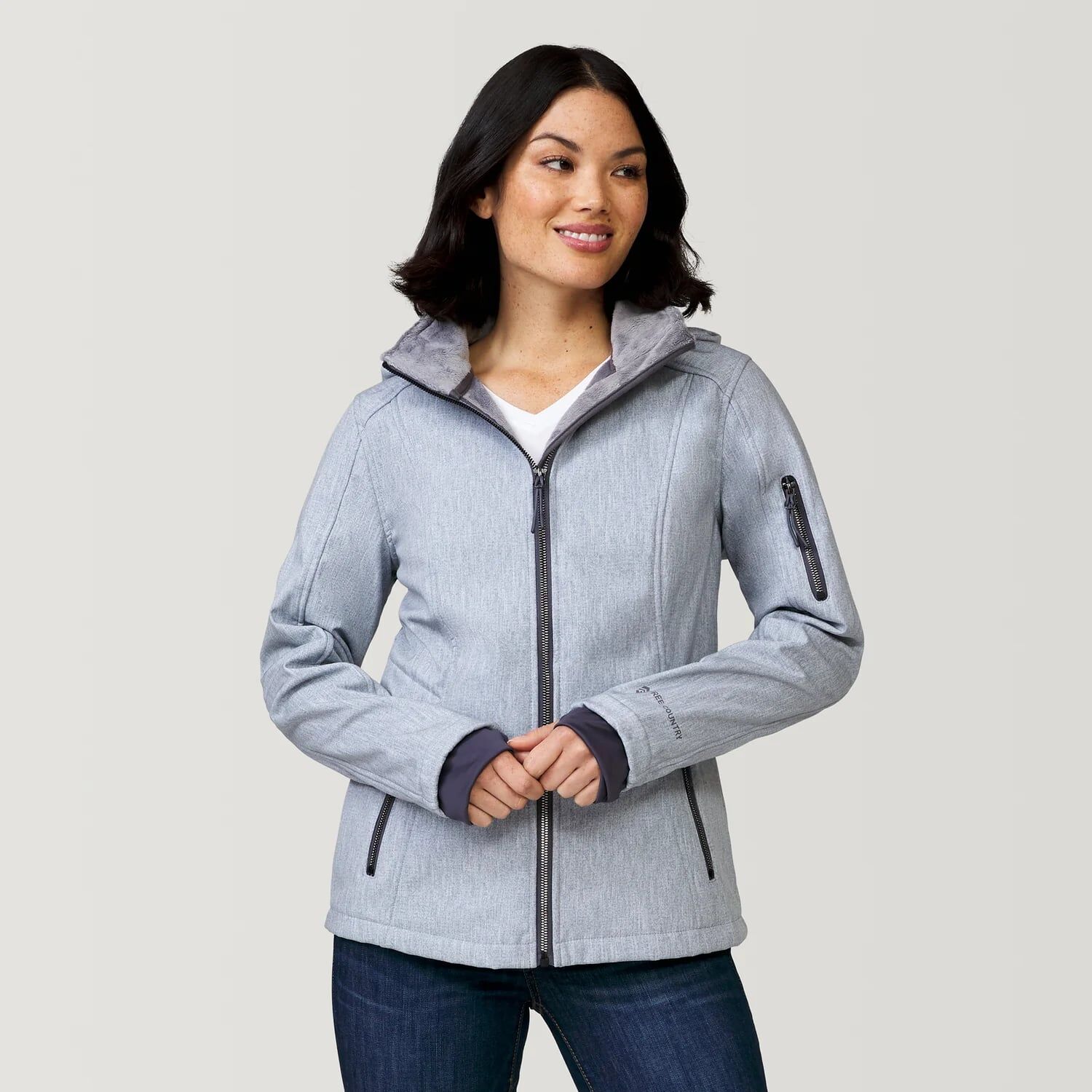 Free Country Women's Aeris II Super Softshell Jacket in Silver Chip